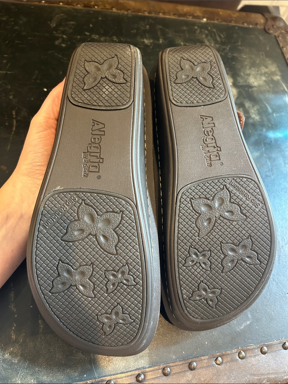 Alegria Brown Embossed Shoes - Picture 4 of 6